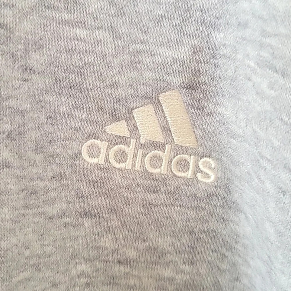 Adidas Essentials Comfort Gray White Funnel Neck Sweatshirt - Size Large - Picture 2 of 7